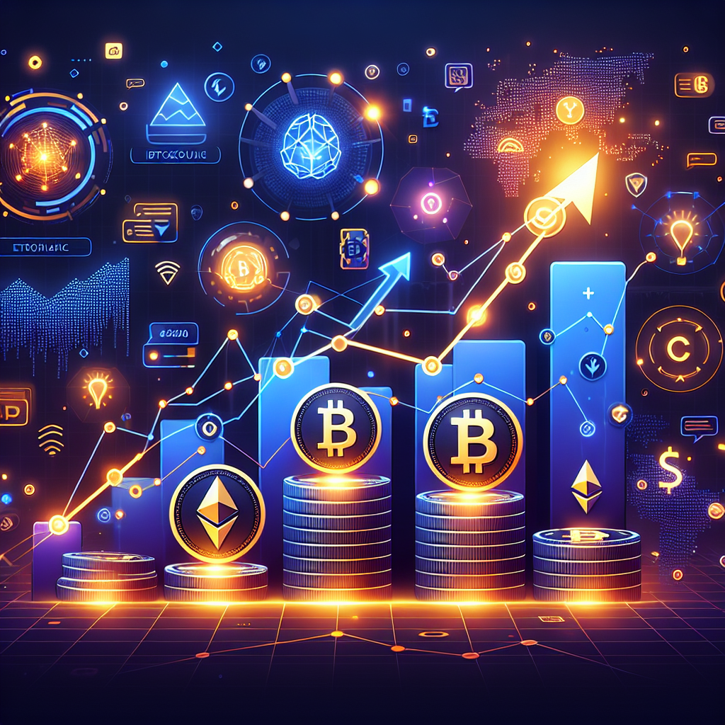 **SEO Alt-text:** Sleek modern blog header image sized 1200x628 pixels depicting a bullish cryptocurrency market rally fueled by US political uncertainty; stylized Bitcoin and Ethereum coins rise amid dynamic upward arrows, glowing blockchain network lines, and digital financial charts. Subtle AI motifs like a techy brain and neural network intertwine with playful gaming and social icons in the background, symbolizing technological innovation and crypto presales. Image showcases brand colors with energetic orange (#FF9811) highlights, dominant dark blue (#000D43), and deep midnight blue (#021B88) gradients, all in a clean, cutting-edge fintech and crypto design style.