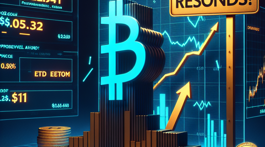 "SEO alt-text: Visualization detailing Dogecoin's fluctuating price-points on a dark blue background. Chart highlights key prices — $0.2200, $0.2631, and possible $1 mark. Foreground shows bold, orange 'DOGE Price Rebounds!' sign with arrow pointing upwards suggesting potential ETF approval. Iconic Dogecoin image featured in a contrasting tone of midnight blue. Bottom right corner subtly illustrates a rising, incomplete wedge shape, indicating the uncertain future of crypto trend. Image dimensions 1200x628."