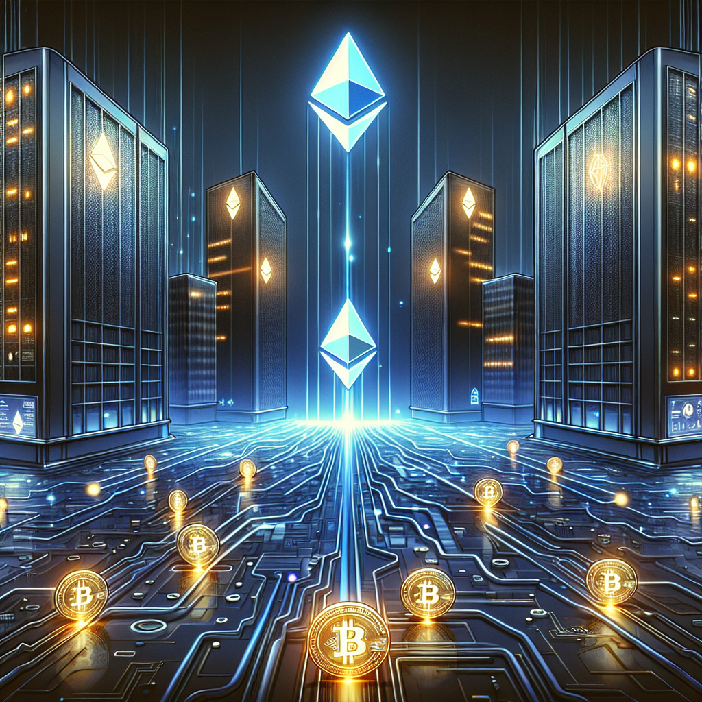 **SEO Alt-text:** Sleek digital illustration for a fintech blog featuring towering corporate buildings with glowing Ethereum logos reflected on glass facades. Streams of Ethereum coins flow from company treasuries, merging into a centralized, radiant ETH icon at the center. The deep midnight and dark blue background displays blockchain-inspired elements: circuitry patterns, data grids, and rising graphs. Dynamic orange accents highlight Ethereum symbols and glowing effects, conveying institutional confidence and the transformative power of Ethereum. Image size: 1200 x 628 pixels.