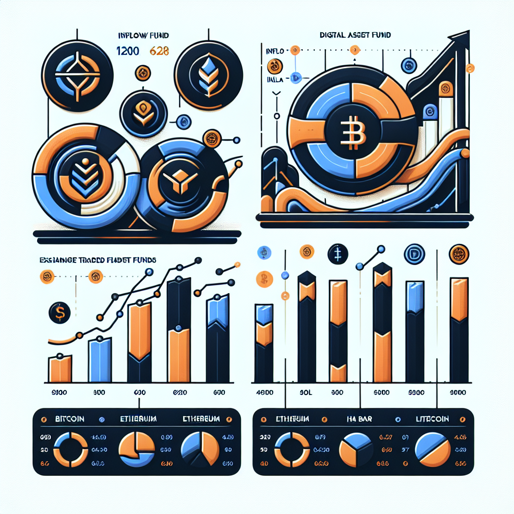 "SEO alt-text: Grayscale's GSOL and Bitwise's BSOL infographic displaying trading inflows and outflows, alongside Solana's logo and an ETF bar chart for Bitcoin, Ethereum, HBAR and Litecoin on a white background. Orange, dark blue and midnight blue colour scheme contrast pleasingly."