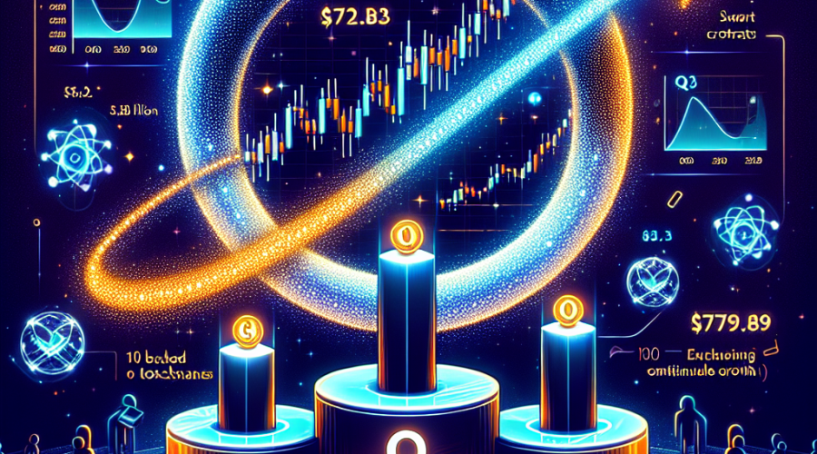 "Stylized PancakeSwap logo graphic demonstrating its consecutive growth from Q1 (5.3 billion), Q2 (9 billion), and Q3 (9 billion) through rising graphs, embellished with the introduction of PancakeSwap Infinity using a sparkling infinity symbol. Design incorporates elements of smart contracts, liquidity pools, and token swapping, and represents 11.8 million users with abstract figures. Graphic also includes a placement podium placing PancakeSwap second in DEX comparison and a network background indicative of the 10 supported blockchains. Enhanced with primarily Dark Blue and Midnight Blue colours with Orange accents. Size: 1200x628 pixels."