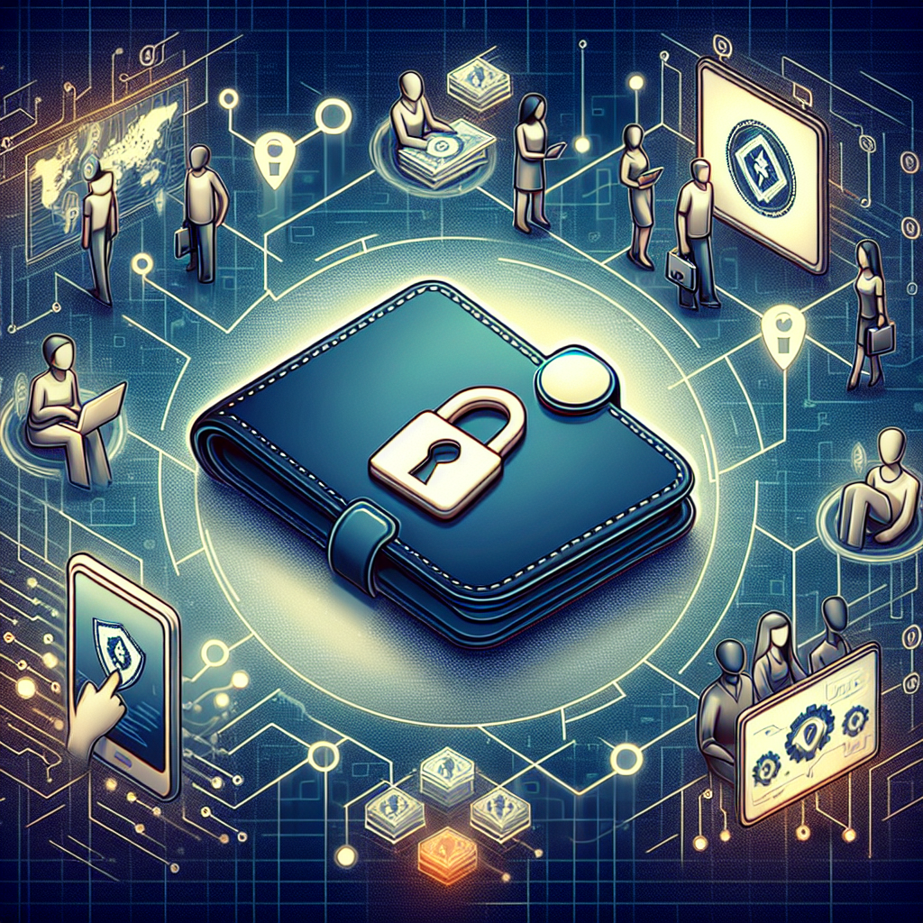 "Users interacting with modern and sleek Safe Wallet digital application displayed on devices, set against a decentralized network representing the Safe ecosystem in midnight blue. The Safe Wallet logo is highlighted, displaying the brand's strengthening governance and aligning operations. The user interactions are accentuated in brand's signature orange color while the wallet is in dark blue."