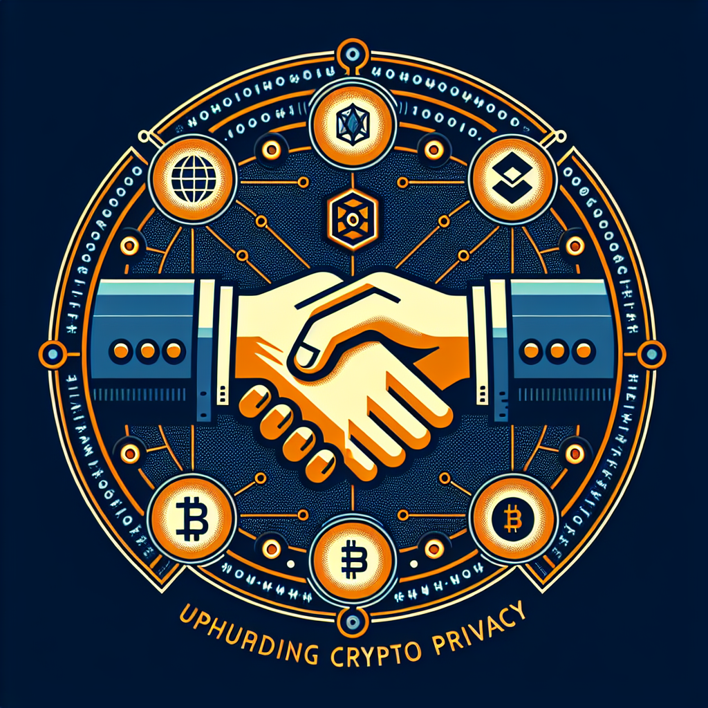 "Two hands shaking on a blockchain background, illustrating the partnership between ShapeShift and Zcash to enhance crypto network privacy, overlaid with the logos of both companies in orange and dark blue. Contains stylized text reading 'ShapeShift & Zcash: Upholding Crypto Privacy' in the upper part against a midnight blue background. The image size is 1200 x 628 pixels."