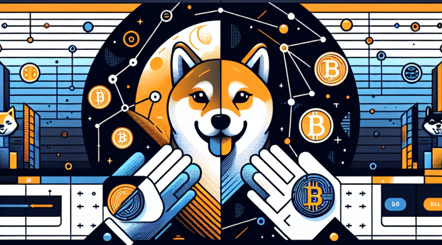 **SEO Alt-Text:** Modern blog header image divided diagonally, showcasing playful Shiba Inu meme coin elements—featuring a Shiba Inu dog, digital coins, and vibrant motifs in orange (#FF9811) and midnight blue (#021B88)—on one side, and futuristic DeFi visuals with stylized blockchain graphics, digital wallets, and global payment icons in dark blue (#000D43) and orange (#FF9811) on the other; network lines and a handshake symbol in the center represent the bridge between meme coins and real-world crypto utility, all in a polished, tech-forward, brand-aligned style (1200x628 pixels).