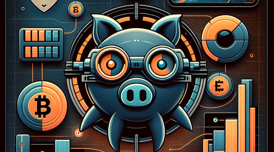 Sure! Here’s a great SEO-focused alt-text for your described image: **Alt-text:** “Sleek digital illustration of a futuristic trading dashboard on a dark blue and orange abstract background, featuring a playful pig character with trading glasses—representing the Snorter bot—interacting with vibrant meme coin symbols and Solana logos. Foreground includes dynamic charts, coins, and copy-trading arrows, highlighting innovation and advanced technology in meme coin trading on the Solana blockchain.” Let me know if you want shorter or even more keyword-rich variations!