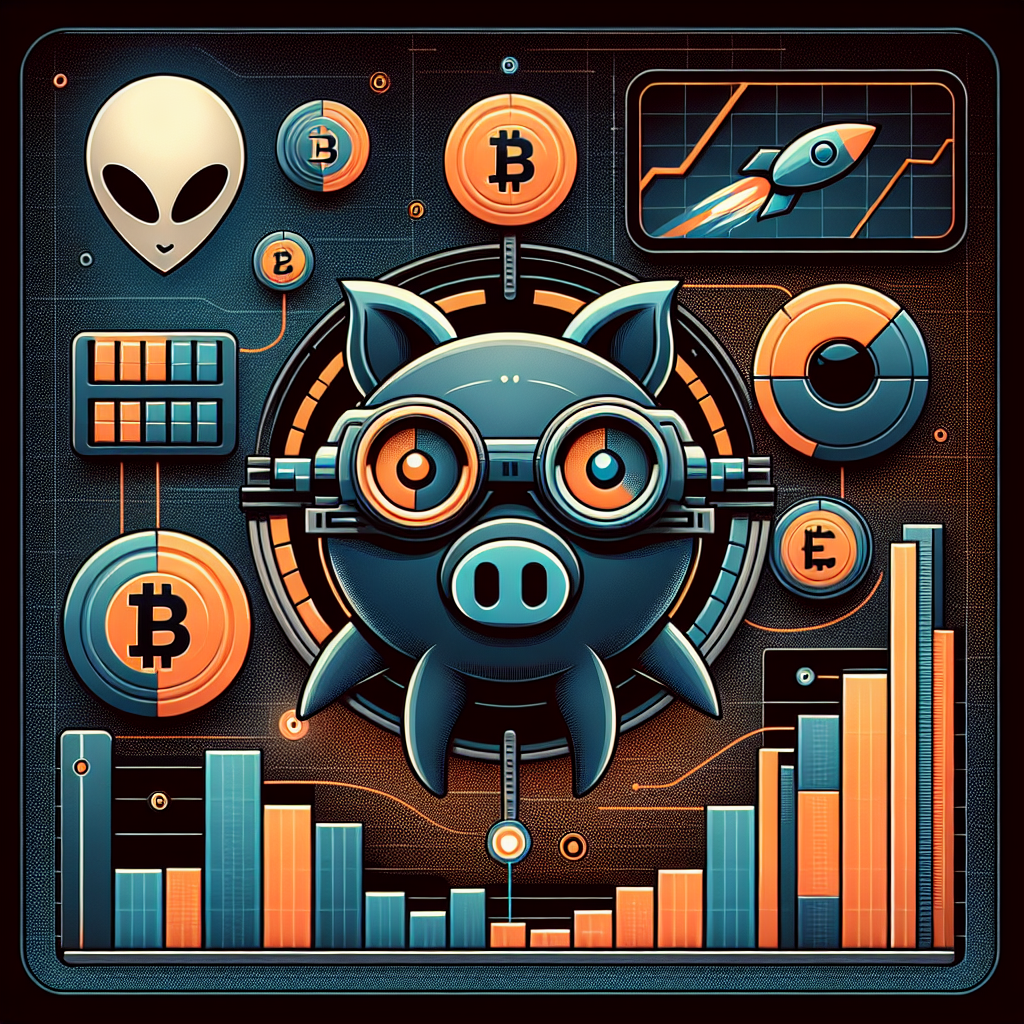 Sure! Here’s a great SEO-focused alt-text for your described image: **Alt-text:** “Sleek digital illustration of a futuristic trading dashboard on a dark blue and orange abstract background, featuring a playful pig character with trading glasses—representing the Snorter bot—interacting with vibrant meme coin symbols and Solana logos. Foreground includes dynamic charts, coins, and copy-trading arrows, highlighting innovation and advanced technology in meme coin trading on the Solana blockchain.” Let me know if you want shorter or even more keyword-rich variations!