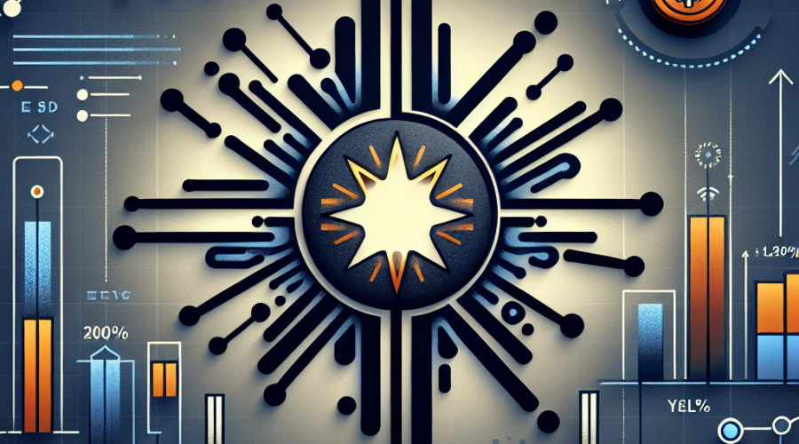 **SEO Alt-Text**: Sleek 1200x628 graphic with a stylized Solana logo, integrating bar charts, upward arrows, and financial documents to symbolize ETFs; background and accents in orange (#FF9811), dark blue (#000D43), and midnight blue (#021B88). Features interconnected blockchain nodes and coins for staking yield, a visible "0.20% management fee" label, and clear references to Solana and Bitwise, conveying innovation, competition, and trust in the crypto ETF market.
