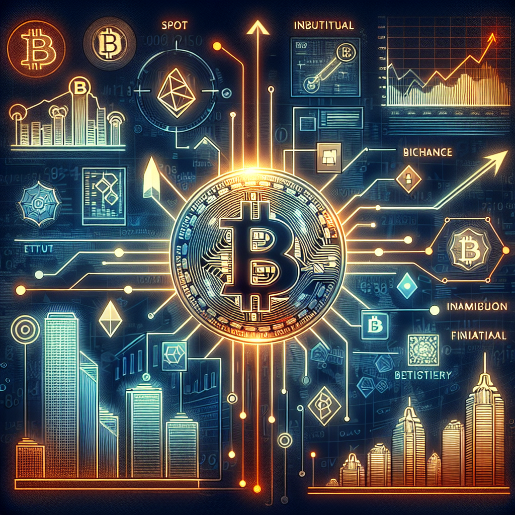 Certainly! Here’s a great SEO alt-text for your described image: **Alt-text:** Modern digital illustration depicting a glowing Bitcoin coin at the center, symbolizing Spot Bitcoin ETFs boosting institutional investor confidence and market inflows. Dynamic lines connect the coin to financial skyscrapers labeled with BlackRock and Ark Invest icons. Upward-moving graphs, ETF documents, stock charts, and digital financial data surround the Bitcoin, conveying market momentum and security. The image uses bold orange, dark blue, and midnight blue colors, blending elements of traditional finance with digital assets in a professional, trustworthy style. Let me know if you want it made even more keyword-focused or concise!
