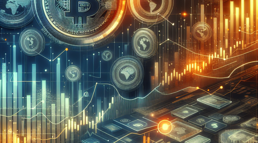 Certainly! Here’s an SEO-optimized alt text for the described image: **Alt Text:** Stylized digital illustration of USDT (Tether) and USDC (Circle) coins being minted with vibrant streams of cryptocurrency flowing into global financial networks, set against a dynamic background of financial graphs and market indicators. The image uses brand colors vibrant orange (#FF9811), dark blue (#000D43), and midnight blue (#021B88), symbolizing stability, market volatility, and the transformative impact of stablecoins in global finance. Evokes institutional trust, innovation, and the evolution of digital assets. Let me know if you’d like a shortened or customized version!
