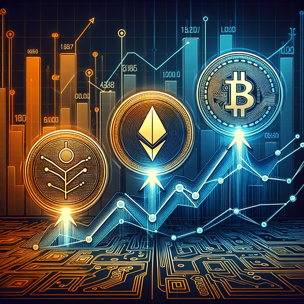 **SEO-optimized alt-text:** Sleek digital illustration in orange (#FF9811), dark blue (#000D43), and midnight blue (#021B88) showing MAGACOIN FINANCE, TRX, and BNB altcoin icons for November 2025; MAGACOIN FINANCE coin features a deflationary arrow, TRX coin displays a futuristic circuit pattern, and BNB coin highlights an interconnected blockchain web; the three coins rise above an upward momentum graph with radiant energy, symbolizing crypto growth and investment; high-tech abstract background with glowing lines, crypto patterns, and community innovation suitable for a professional finance or cryptocurrency blog header.