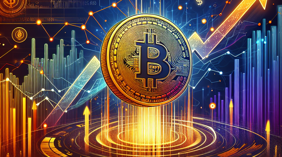 Certainly! Here’s an SEO-optimized alt-text for your described image: "Dynamic modern illustration of a golden Trump Coin soaring upward through digital financial charts, candlestick graphs, and vibrant social media notification pulses. The scene features energetic abstract elements, upward arrows symbolizing financial growth, and background accents in orange (#FF9811), dark blue (#000D43), and midnight blue (#021B88). Faint silhouettes of political crowds and subtle social media icons highlight the intersection of cryptocurrency trading, political engagement, and active online activity. Image size 1200x628 pixels."