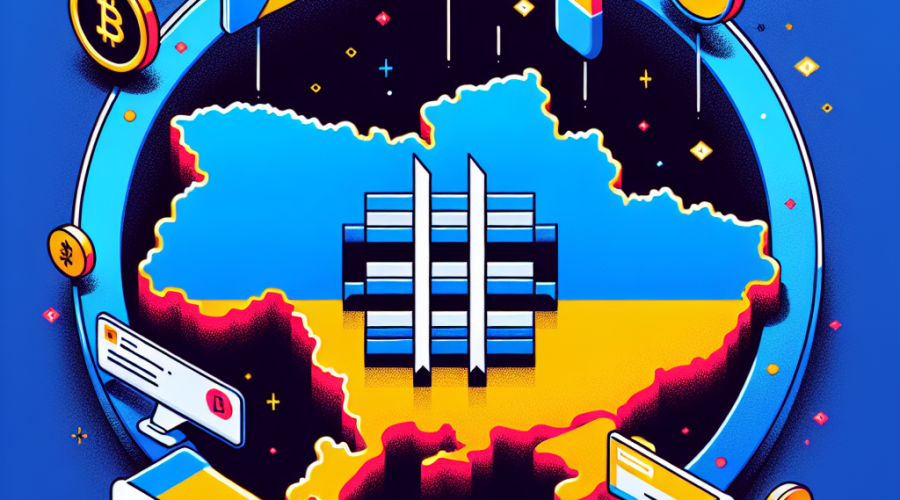 **SEO Alt-Text:** Modern illustration depicting the Uniswap logo partially hidden behind digital censorship barriers, with outlines of Ukraine accented in its national blue and yellow colors, set against a color palette of vivid orange (#FF9811), dark blue (#000D43), and midnight blue (#021B88). Web browser error messages and restriction symbols convey blocked access between Ukraine and Uniswap, symbolizing digital censorship and unresolved tension between decentralization and regulatory challenges. Designed at 1200x628 pixels for a tech-savvy, professional blog.