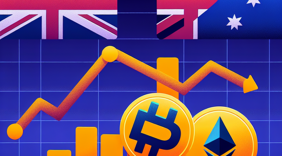 "Graph illustrating Bitcoin and Ethereum ETF outflows in orange against U.S. and Chinese national flags, highlighting a declining trend line, dark blue bold title and midnight blue background of 1200x628 pixels."