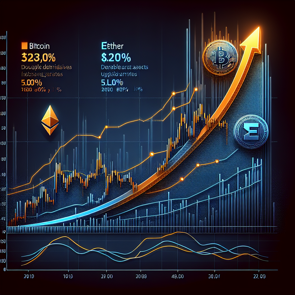 "SEO optimized image of a 1200x628 pixels graph for WordPress blog post showing the correlation between Bitcoin in orange, Ether in dark blue and XRP in midnight blue during a Bitcoin shock. The graph contains a downward arrow indicating a sharp Bitcoin decline along with elements such as prices, percentages, and dates for an accurate representation. Lines representing derivatives and stable assets are included to illustrate hedging strategies during cryptocurrency market fluctuations."