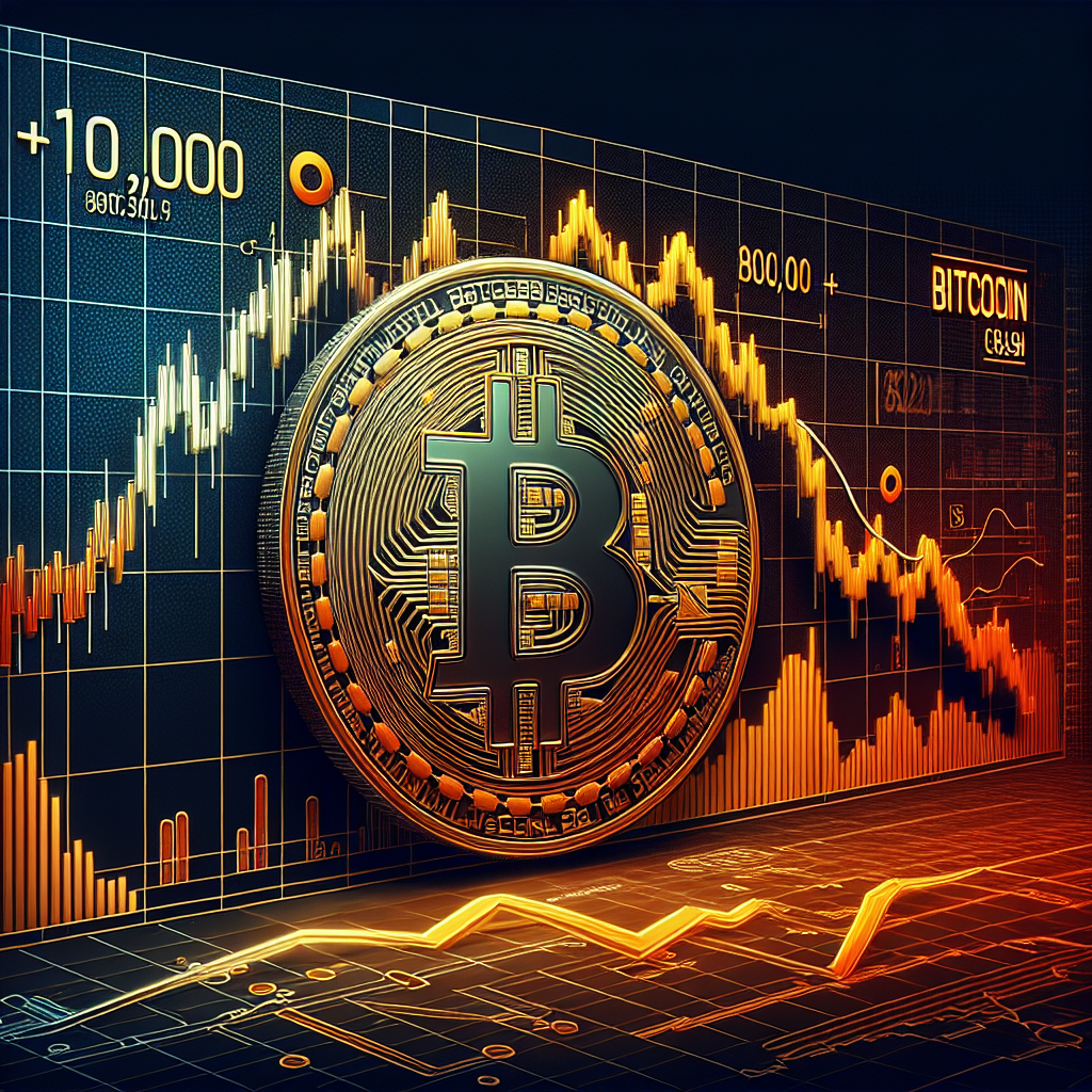 "Bitcoin Crash - Detailed infographic chart in midnight blue showing the bearish market graph as Bitcoin plunges below 0,000 for the first time since May 2025. Earthy orange hues visualizing the drop mixed with Bitcoin symbols, representing high market volatility. A clean, impactful representation of cryptocurrency market turbulence."