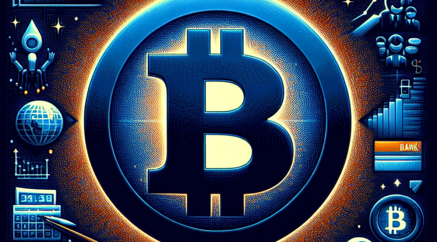 "Dark blue Bitcoin symbol against an orange backdrop, symbolizing a market 'correction' with a shadowed line graph indicating a recent downward and upward trend. Included are symbolic illustrations of the Bernstein research and brokerage firm analytical tools along with subtle bank or ETF symbols hinting at institutional engagement. The design showcases a midnight blue night sky effect representing market cycles and periods of unrest, overlaid by a starry trajectory emphasizing Bitcoin's potential resilience. This image with a 1200 x 628 pixel aspect ratio captures Bitcoin's repetitive market cycle, its present-phase correction, and future prospects."