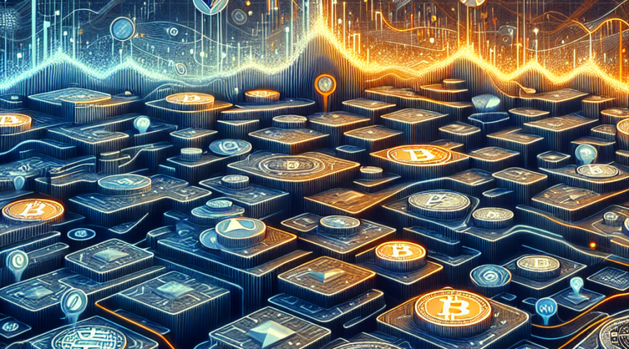 **SEO-Optimized Alt Text:** Dynamic blockchain landscape illustrating the crypto industry at a crossroads, featuring interconnected digital grids and symbolic coins including Ethereum, Solana, Zcash, Tether, and Monad. Flowing lines link coins and abstract motifs, such as valuation charts, privacy shield icons, and app layers branching from foundation chains, emphasizing innovation and volatility. The modern design incorporates Orange #FF9811, Dark Blue #000D43, and Midnight Blue #021B88 brand colors, visually representing the balance of crypto hype, real utility, and sustainable value. Sized 1200x628 pixels.