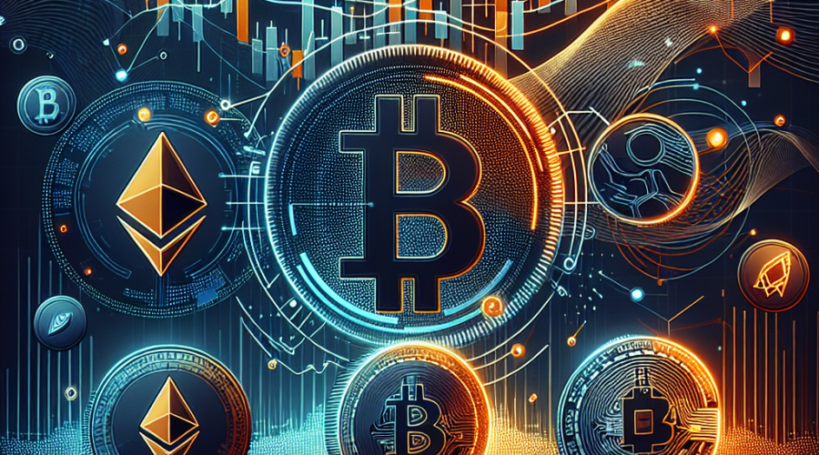 **SEO Alt-Text:** Sleek digital illustration in NEAR Protocol brand colors (#FF9811 orange, #000D43 dark blue, #021B88 midnight blue) featuring stylized stock charts trending downward, gold bars, and digital asset symbols like Bitcoin, Ethereum, Solana, and Zcash shield icon—all dipping in value. A glowing, futuristic network highlights cross-chain connectivity with abstract lines flowing between blockchain logos, emphasizing NEAR Protocol at the center. The background shows volatility with jagged lines and subtle AI neural network graphics, creating a high-tech, resilient atmosphere reflecting financial market turbulence, innovation, and privacy themes.