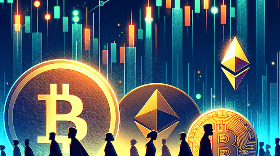 **SEO Alt-text for Image:** Digital illustration of turbulent crypto markets featuring stylized Bitcoin, Ethereum, and Solana coins before a backdrop of falling red and green candlestick charts and dynamic line graphs on a dark and midnight blue background; investor silhouettes turn away from altcoins toward a bold Bitcoin symbol, while abstract ETF documents and DeFi nodes shimmer or fade, all accented with urgent orange highlights to represent risk aversion, institutional shifts, and the volatile, closely monitored cryptocurrency sector.