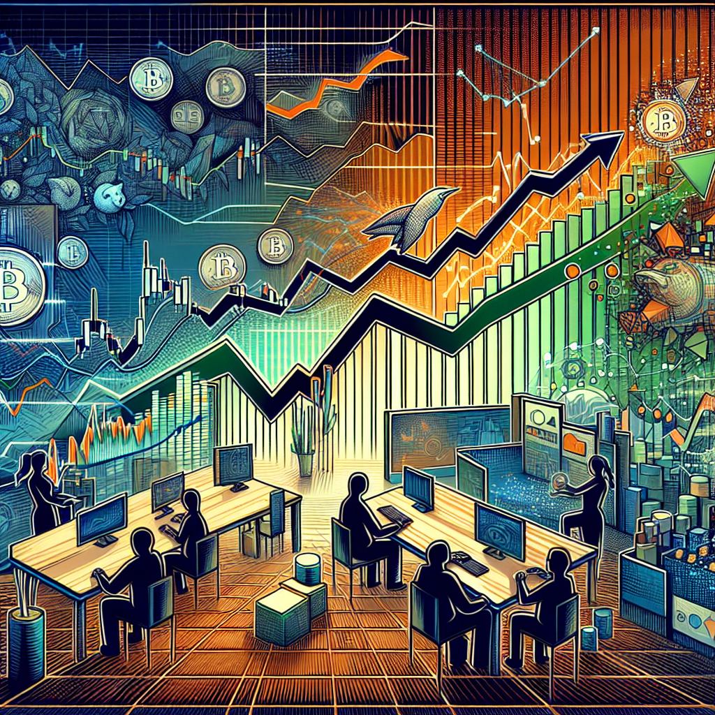 **SEO-Friendly Alt-Text for Your Image:** Modern digital illustration showcasing the sharp contrast between booming traditional equity markets—highlighted by bullish tech stocks like Nvidia, green upward-trending charts—and slumping crypto markets, symbolized by a declining Bitcoin logo and red downward-trending graphs. The design features innovative Decentralized Finance (DeFi) elements with the Aave logo and interface acting as a bridge between mainstream finance and crypto. Additionally, it includes representations of tokenized equities on the Solana blockchain, with Solana and Apple or Nvidia token icons. The layered, sophisticated visual uses Orange #FF9811, Dark Blue #000D43, and Midnight Blue #021B88, evoking innovation, financial momentum, and the interconnectedness of today’s financial ecosystem. Sized 1200 x 628 pixels, perfect for a finance-focused blog post header.