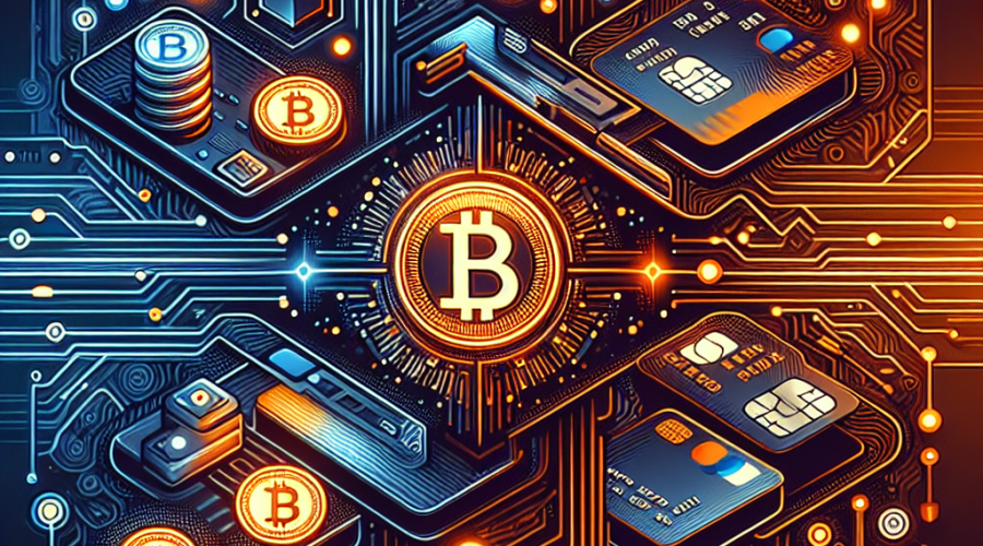 **SEO ALT-TEXT:** Visually dynamic 1200x628 header image illustrating the convergence of fintech and crypto, featuring Klarna’s stablecoin and blockchain integration; glowing coins connect a digital Klarna payment card to blockchain network nodes amid modern abstract shapes, financial charts, circuit lines, and payment icons; sleek color palette of Orange #FF9811, Dark Blue #000D43, Midnight Blue #021B88, professional layout with balanced negative space for a WordPress blog post about digital asset sector rotation and innovative payment infrastructure.