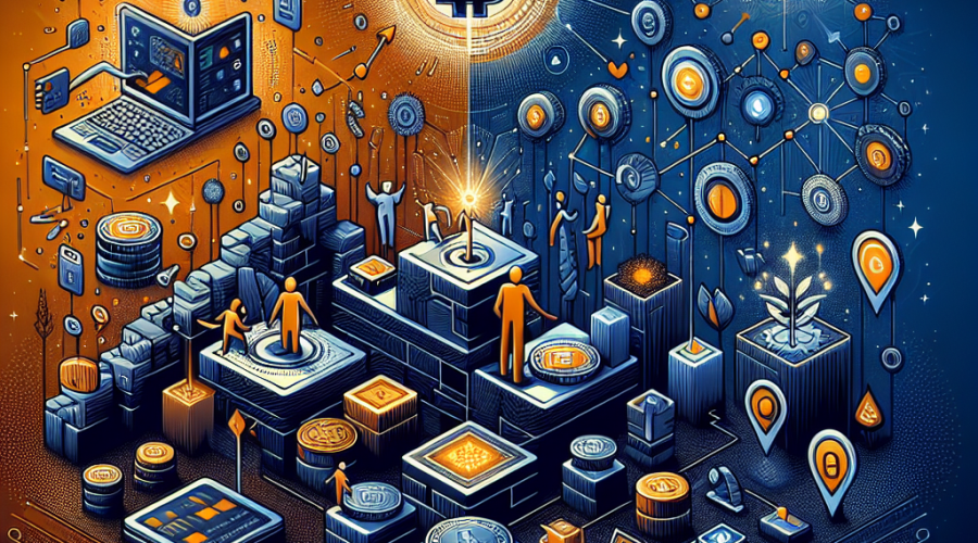 **SEO-Friendly Alt-Text:** Sleek digital illustration sized 1200 x 628 pixels featuring the GeeFi blockchain ecosystem with vibrant orange, deep dark blue, and midnight blue brand colors; visual elements include an interconnected mobile wallet, staking coins, dashboard, and decentralized exchange radiating innovation and connectivity, contrasted against a muted Tron logo symbolizing older stablecoin-focused networks, all highlighting GeeFi’s user empowerment, technological advancement, and transition from static crypto platforms to a dynamic, growth-driven ecosystem.