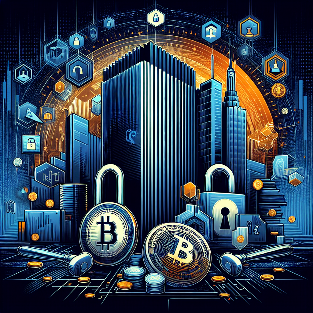 **SEO-optimized alt text:** Illustration visualizing the SEC’s crypto treasury investigation on hold due to US government shutdown, featuring a digital lock and freeze effect stopping forward momentum symbols of Bitcoin, Ethereum, and Solana, interwoven with abstract skyscrapers and financial documents, with regulatory elements like a gavel, partially faded US flag, and SEC insignia in the background; uses a deep dark blue and midnight blue palette with vibrant orange accents for a modern fintech and corporate compliance look.