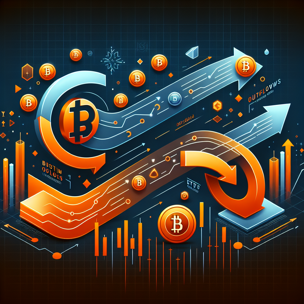 SEO-optimized alt-text: Professional, modern blog image sized 1200x628 pixels depicting Solana ETFs experiencing their first net outflows after a strong inflow streak; features dynamic digital asset flows with upward orange arrows and downward blue arrows surrounding a prominent Solana logo, ETF charts, and financial analytics graphics in Orange (#FF9811), Dark Blue (#000D43), and Midnight Blue (#021B88); visualizes cryptocurrency market movement, technology, and financial insights.