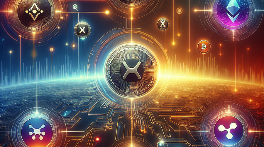 Certainly! Here’s a highly optimized SEO alt-text for your described image: **Alt-text:** Futuristic digital landscape visualizing altcoin investments in 2025, featuring Tapzi, Binance Coin, Kaspa, XRP, and Toncoin symbols interconnected with glowing lines and digital nodes. The sleek, tech-inspired design uses vibrant orange, dark blue, and midnight blue gradients with blockchain motifs, subtle gaming controller and social chat icons, and upward financial graphs, conveying crypto market opportunity, innovation, and professional branding. *You can tweak the brand names or add specific details for even more precision! Let me know if you need a shorter version or different keywords.*