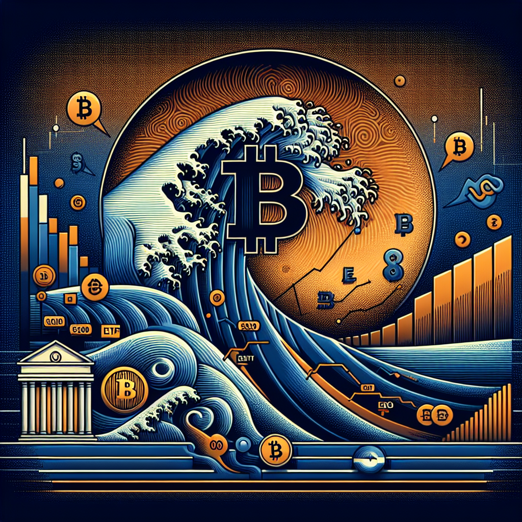 "Bitcoin rally in uptrend above ,000 illustrated with a wave and Federal Reserve elements, short squeeze features and growth charts underlined. Spot ETF flows and major altcoins SOL and BNB represented in financial market theme, harmonized with brand colors Orange #FF9811, Dark Blue #000D43, and Midnight Blue #021B88 in a 1200 x 628-pixel dynamic crypto market image."