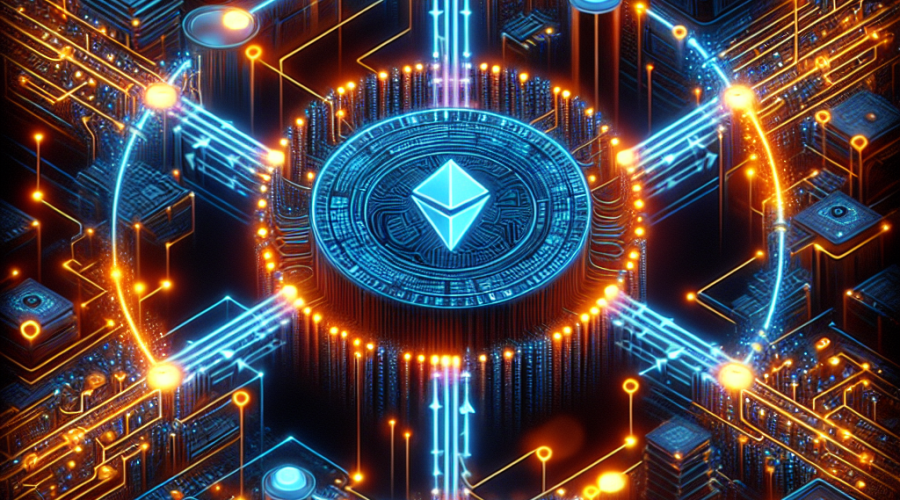 "SEO Alt-text: Magma Devs' RPC Smart Router digital representation, displaying neon data flow channels directing blockchain requests against a Dark Blue #000D43 background. The movement and routing of data are accentuated with the brand's Orange #FF9811, symbolising router's functionality. Logos of Google Cloud Platform, Ethereum, Solana, and Polygon unobtrusively embedded within the design, referencing the article's context. Image size 1200x628 pixels."