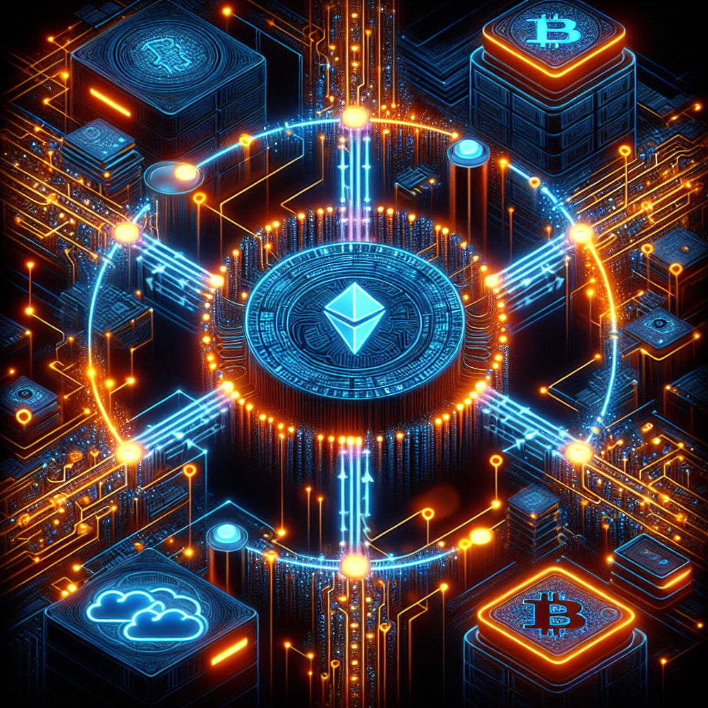 "SEO Alt-text: Magma Devs' RPC Smart Router digital representation, displaying neon data flow channels directing blockchain requests against a Dark Blue #000D43 background. The movement and routing of data are accentuated with the brand's Orange #FF9811, symbolising router's functionality. Logos of Google Cloud Platform, Ethereum, Solana, and Polygon unobtrusively embedded within the design, referencing the article's context. Image size 1200x628 pixels."
