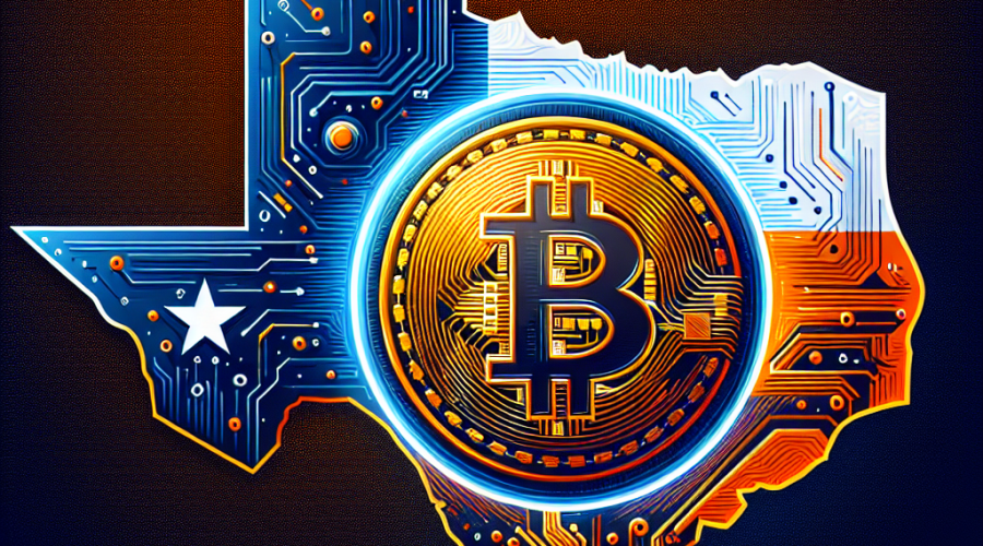 **SEO Alt-Text:** 1200x628px digital illustration symbolizing Texas as a leader in cryptocurrency, featuring the state outline and iconic Texas imagery blended with a prominent golden Bitcoin coin. The background showcases dynamic, upward-trending financial market graphs and subtle blockchain motifs, all designed using vibrant orange (#FF9811), dark blue (#000D43), and midnight blue (#021B88). The modern, professional style conveys innovation, confidence, and Texas’s pioneering role in the US crypto market.