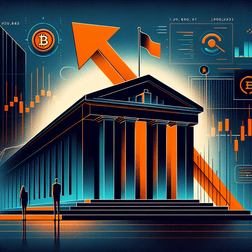 Certainly! Here is an SEO-optimized alt text for your described image, tailored for WordPress blog use: **Alt text:** "Contemporary 1200x628 pixel graphic for financial news blog depicting a stylized Federal Reserve building centered on a blend of orange, dark blue, and midnight blue brand colors. Features an oversized downward-pointing orange interest rate arrow and subtle financial chart overlays in the background. Donald Trump silhouette and a representation of Kevin Hassett are positioned beside the Fed building. Faint Bitcoin and Ethereum symbols hint at crypto market reactions. The modern design conveys anticipation and boldness amid dramatic monetary policy shifts and economic uncertainty." Let me know if you'd like a more concise version or further keyword optimization!