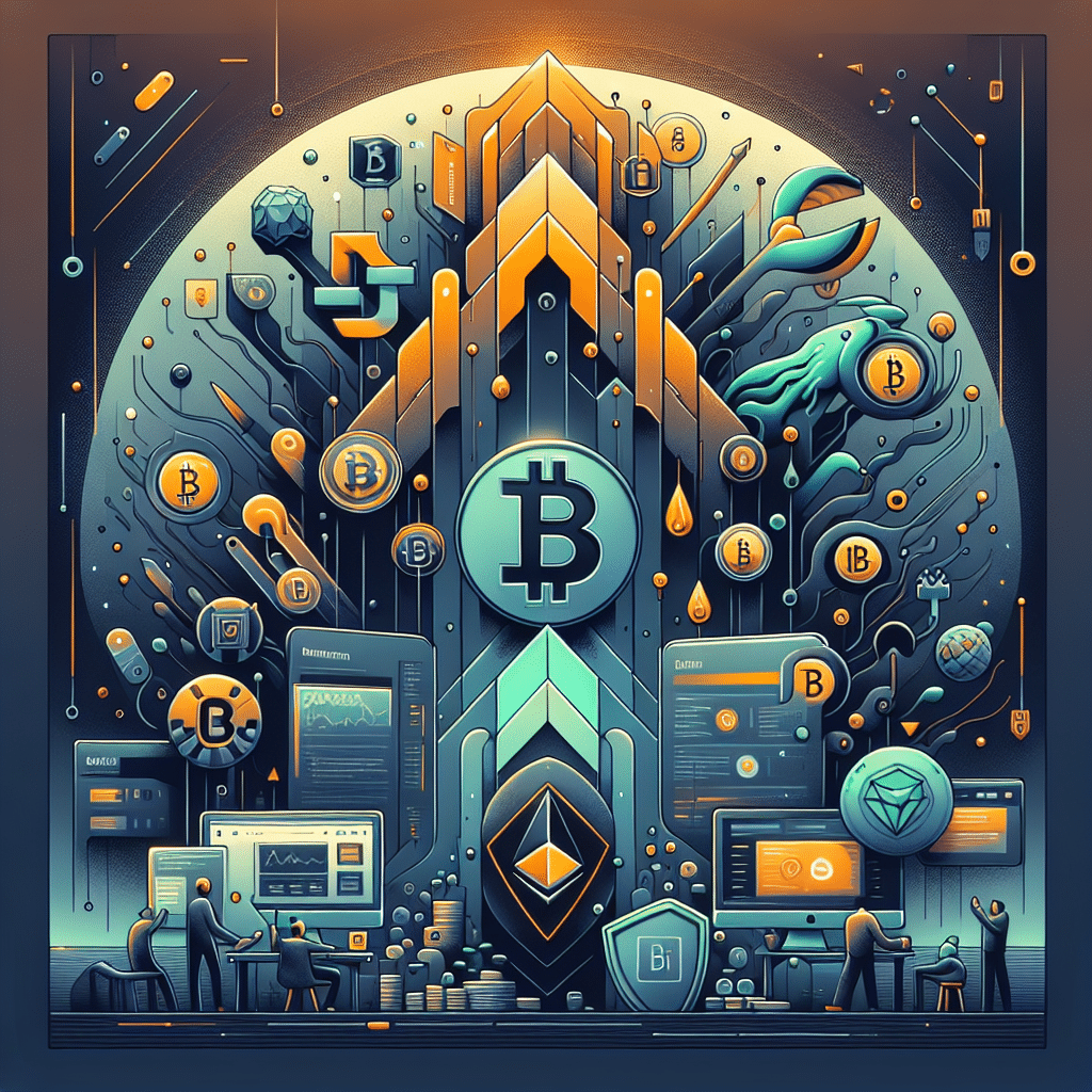 **Great SEO alt-text for your image:** Digital illustration for cryptocurrency blog post depicting market uncertainty and the rise of innovative early-stage projects over established coins. Bitcoin and Ethereum are shown in muted tones declining, while vibrant symbols represent ZKP (blockchain shield for security), DeepSnitch AI (futuristic AI eye for AI innovation), PepeNode (playful green frog with mining gear for transparency and fairness), and SUBBD (creator interacting with digital content). The design uses professional orange (#FF9811), dark blue (#000D43), and midnight blue (#021B88) highlights and backgrounds, appealing to a crypto-focused audience and emphasizing security, transparency, and innovation.