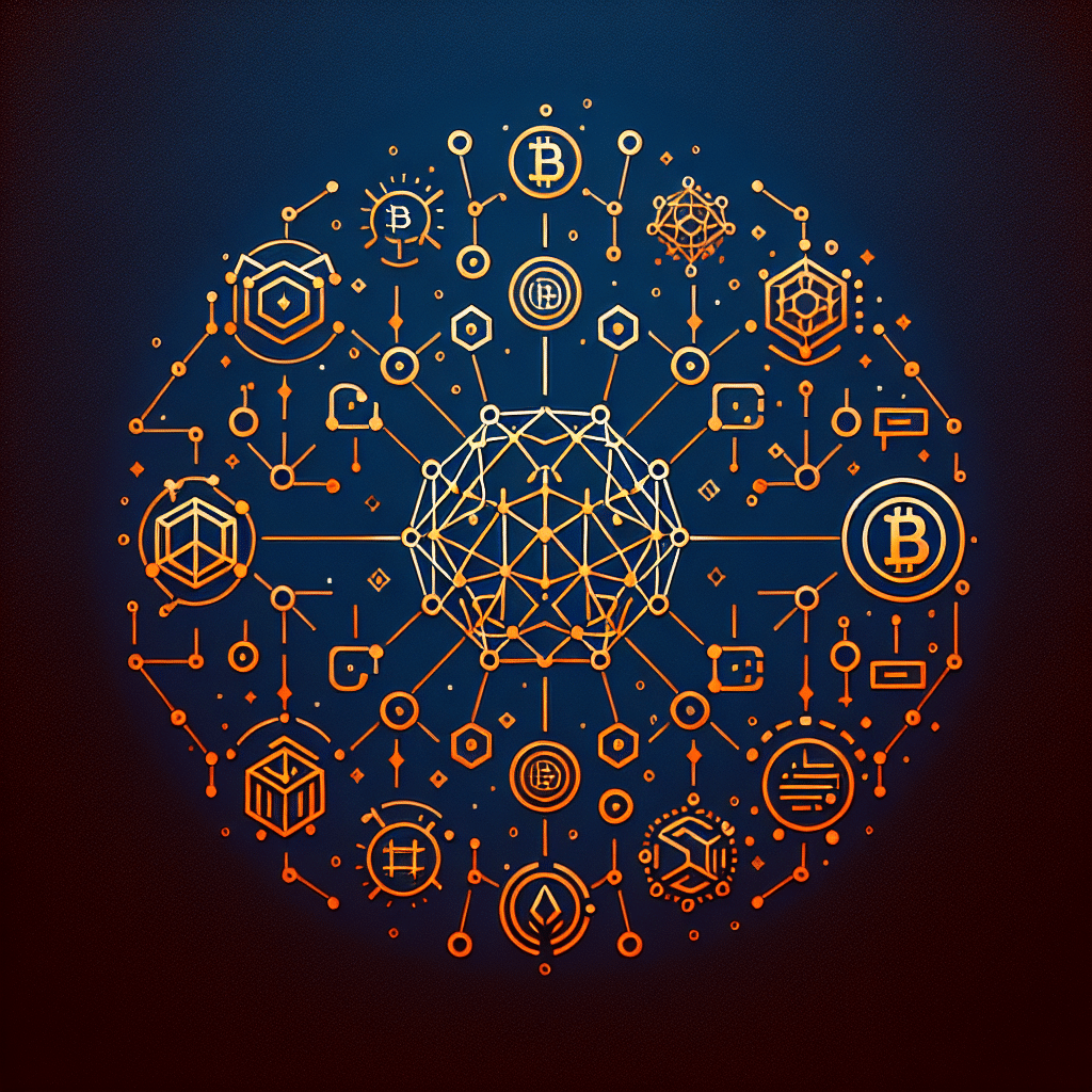 "Modern, blockchain-inspired design with a dynamic, interconnected network symbolizing the seamless bridging of various blockchain networks by Infinex. Smaller elements subtly represent aspects of decentralized exchanges, prediction markets, and NFTs. The dominant Orange color(#FF9811) draws attention to the central network symbol while Dark Blue(#000D43) and Midnight Blue(#021B88) colors are used for the additional elements and background. The Infinex logo with the slogan 'The Future of DeFi in One App' stands boldly. The image size is optimized for display at 1200 x 628 pixels."