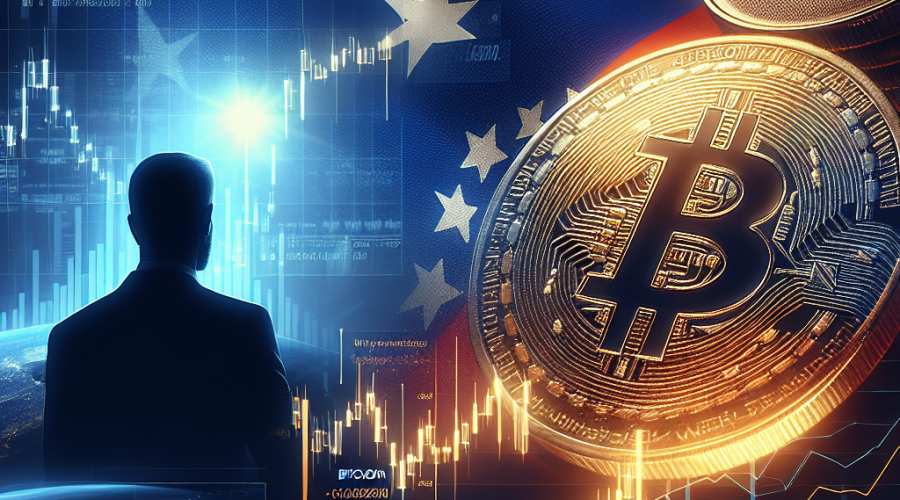 "Bitcoin coin prominence in the image with background subtly featuring US and Venezuelan flags, highlighting the intersection of cryptocurrency and global geopolitics, overlaid with text 'Bitcoin: A New Strategic Asset' in midnight blue color, alongside muted silhouette of Nicolas Maduro and text 'U.S. Strategic Bitcoin Reserve?' in the bottom-left corner in orange color with rising trend charts and graphs in dark blue symbolizing surge in Bitcoin value."