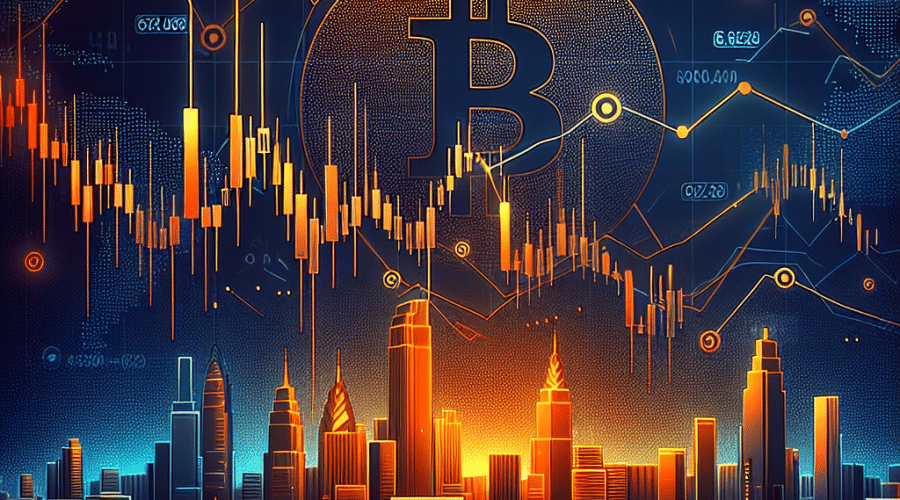 **Optimized SEO Alt-Text:** Dynamic digital image illustrating Bitcoin’s price drop below $69,000, featuring a sharp, downward-trending candlestick chart with jagged volatility lines, the Bitcoin logo, trading analytics overlays, and subtle world financial icon silhouettes in the background. Design uses vibrant orange, dark blue, and midnight blue brand colors for a professional crypto market analysis blog post.
