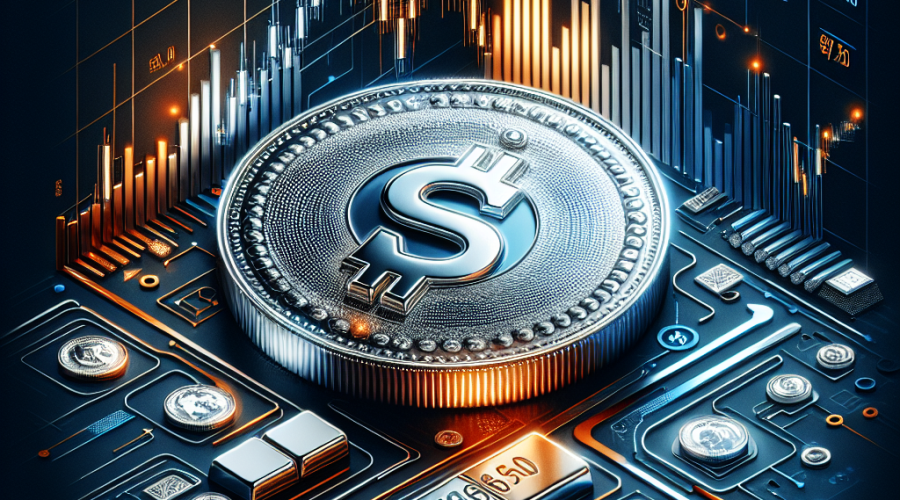 **SEO Alt-Text:** Sleek financial blog image featuring a stylized silver bar in the foreground and a digital line graph illustrating stable global silver prices at $87.50 per ounce. The composition uses bold Orange (#FF9811), Dark Blue (#000D43), and Midnight Blue (#021B88) brand colors, with subtle circuit board overlays and solar panel graphics symbolizing industrial silver demand. Global market icons including currency, globe, and stock chart represent economic and geopolitical influences, while abstract waves and arrows hint at macroeconomic factors driving silver’s safe-haven demand in a volatile environment. The overall design projects authority, security, and optimism in the silver (XAG/USD) market.