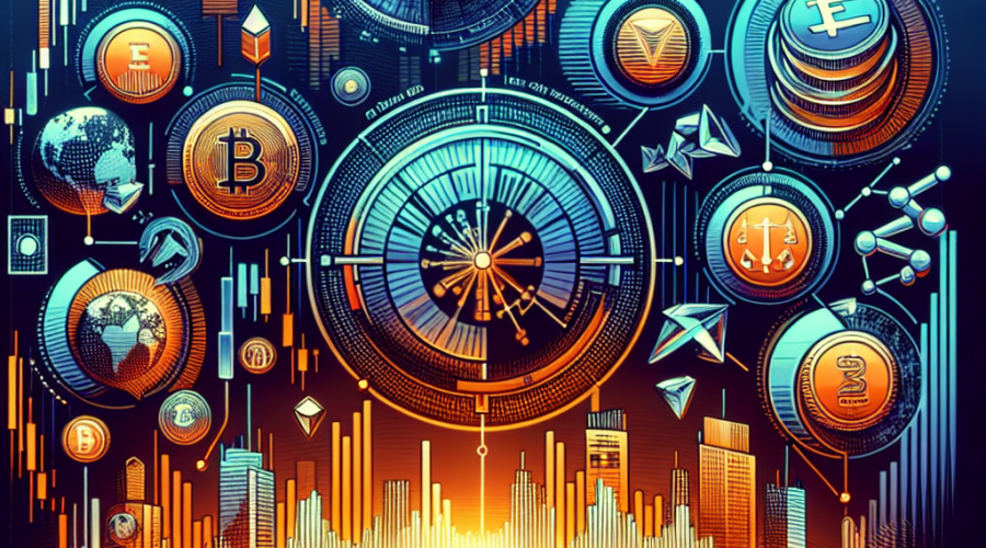 **SEO Alt-Text:** Modern digital illustration symbolizing the fusion of traditional US stock markets with cryptocurrency trading, featuring dynamic candlestick charts blending into blockchain network graphics, floating USDT coins, and stylized Tesla and Apple logos. The artwork uses a sleek fintech color palette of orange (#FF9811), dark blue (#000D43), and midnight blue (#021B88), emphasizing 24/7 global access and trading leverage, perfect for a fintech innovation blog.