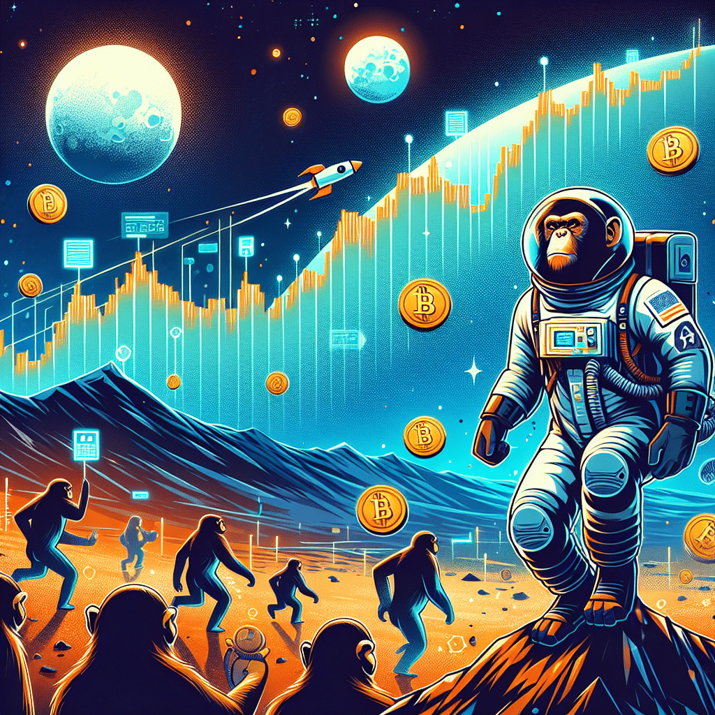 **SEO Alt-Text:** Illustrated blog header for APEMARS, featuring a bold Commander Ape in a spacesuit heading toward Mars, with digital coins and soaring crypto graphs in the background. The design evokes early Bitcoin and Solana investment vibes, using vibrant orange (#FF9811), dark blue (#000D43), and midnight blue (#021B88) for a modern, interplanetary theme. Community elements like mission badges and crowds of supportive apes highlight storytelling. The image conveys excitement, innovation, and a strong upward momentum, with space reserved for an overlay blog title—perfect for highlighting APEMARS as the next 1000x crypto opportunity.