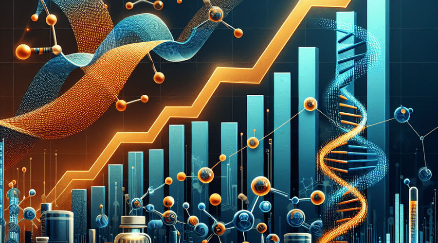 **SEO Alt-Text:** Polished, modern blog header image sized 1200 x 628 pixels featuring a dramatic, upward-trending candlestick stock chart in vibrant orange (#FF9811), illustrating a 600% surge in Artelo Biosciences’ stock. The graph overlays a sleek dark blue (#000D43) and midnight blue (#021B88) background, with subtle biotech visuals like DNA strands, molecular structures, and lab equipment symbolizing scientific innovation. The dynamic, energetic design combines financial excitement with biotech progress, perfect for sophisticated biotech finance blog content.