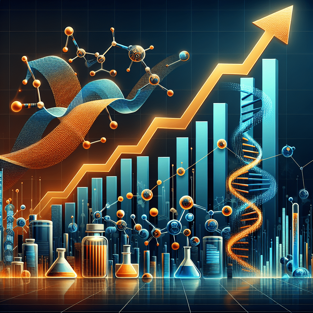 **SEO Alt-Text:** Polished, modern blog header image sized 1200 x 628 pixels featuring a dramatic, upward-trending candlestick stock chart in vibrant orange (#FF9811), illustrating a 600% surge in Artelo Biosciences’ stock. The graph overlays a sleek dark blue (#000D43) and midnight blue (#021B88) background, with subtle biotech visuals like DNA strands, molecular structures, and lab equipment symbolizing scientific innovation. The dynamic, energetic design combines financial excitement with biotech progress, perfect for sophisticated biotech finance blog content.
