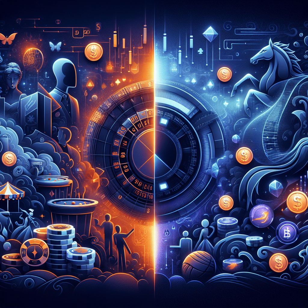 Sure! Here’s an optimized SEO alt-text for your described image: **Alt-text:** "Sleek 1200 x 628 pixel blog header image split diagonally comparing Bet365 and ZunaBet. The left side, representing Bet365, uses cool, subdued colors, classic betting icons, and shadowy silhouettes hinting at tradition and mystery. The right side illustrates ZunaBet with a dark midnight blue background, vibrant orange highlights, digital crypto coins, an evolving dragon mascot, visible tier icons, and glowing progress bars to convey transparency and gamified crypto rewards. Brand colors #FF9811, #000D43, and #021B88 unify the futuristic and classic betting themes." Let me know if you need a shorter or modified version!