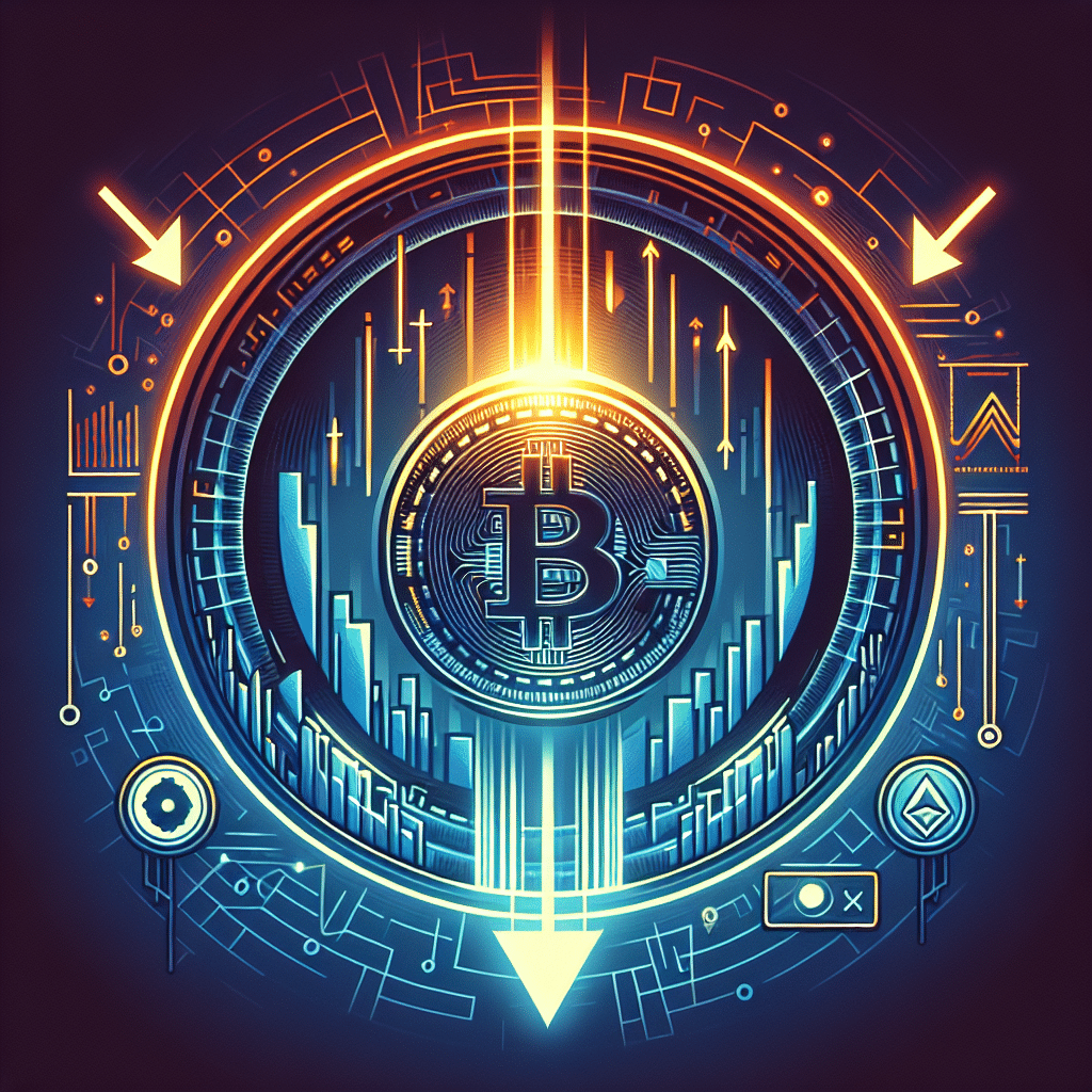 SEO alt-text: “Digital illustration showing a central Cardano ADA coin under pressure from red downward arrows and bearish candlestick charts, set against a subdued, modern backdrop. Behind, a glowing Midnight-blue privacy shield portal (using #FF9811, #000D43, #021B88) with subtle privacy icons represents Cardano’s futuristic Midnight sidechain. Orange accents provide urgency and hope, blending Cardano ADA and Midnight branding, and the overall scene conveys high tension and anticipation in the cryptocurrency market.”
