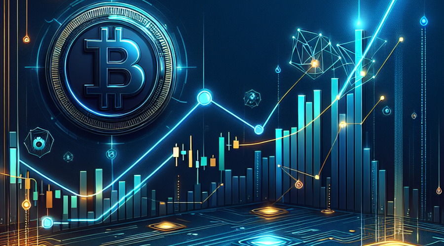 Here is a strong SEO-focused alt-text for your described image: **Alt-text:** Modern digital illustration showing a bold, upward-trending Bitcoin price chart in dark blue and midnight blue gradients, with a prominent Bitcoin symbol rising toward a peak. In the foreground, the Cardano logo and its token graph line, with sharper fluctuations, emerge from blockchain nodes and network grids. The image features subtle circuit overlays, upgrade icons, and dynamic orange highlights, visually representing the evolving relationship and technological growth between Bitcoin and Cardano in the crypto market. If you'd like this optimized further for a specific website or page, let me know!