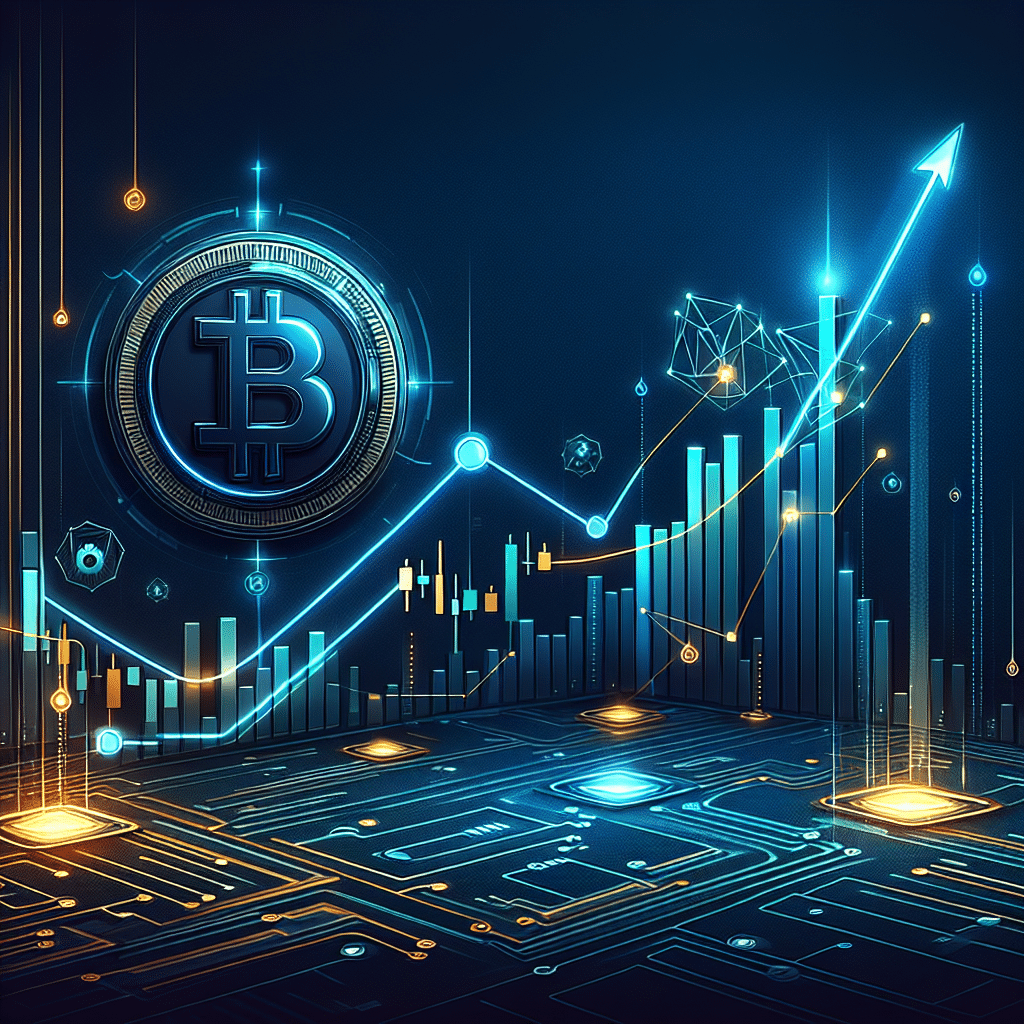 Here is a strong SEO-focused alt-text for your described image: **Alt-text:** Modern digital illustration showing a bold, upward-trending Bitcoin price chart in dark blue and midnight blue gradients, with a prominent Bitcoin symbol rising toward a peak. In the foreground, the Cardano logo and its token graph line, with sharper fluctuations, emerge from blockchain nodes and network grids. The image features subtle circuit overlays, upgrade icons, and dynamic orange highlights, visually representing the evolving relationship and technological growth between Bitcoin and Cardano in the crypto market. If you'd like this optimized further for a specific website or page, let me know!