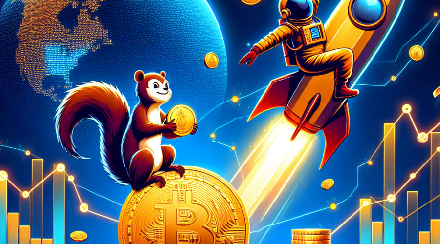 **SEO Alt-Text for Your Image:** "Sleek 2026 crypto bull run blog header featuring Peanut the Squirrel holding a golden coin, a futuristic ape astronaut (APEMARS) riding a rocket toward Mars with vibrant orange and blue trails, and a shiny digital gold bar representing Pax Gold, all set against a premium dark-to-midnight blue blockchain background with glowing orange accents, upward trending graphs, crypto coins, and interconnected network lines in brand colors Orange #FF9811, Dark Blue #000D43, and Midnight Blue #021B88, conveying optimism and dynamic energy in the crypto market."