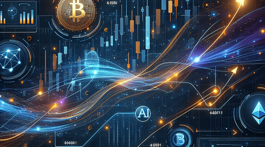 Sure! Here is a strong SEO-focused alt-text for your described image: "Modern digital illustration of a dynamic crypto market landscape in dark blue and orange, featuring abstract data streams, charts, Bitcoin and Ethereum coins, AI analytics dashboards, and blockchain icons. Includes representations of new tokens like DeepSnitch AI, Hyperliquid, and Mantra, with upward trend lines symbolizing innovation and active investment strategies in the 2026 digital asset market." Let me know if you need it optimized for a particular keyword (e.g., “2026 crypto market trends,” “AI in blockchain,” “new crypto tokens 2026”), and I can further tailor the alt-text!