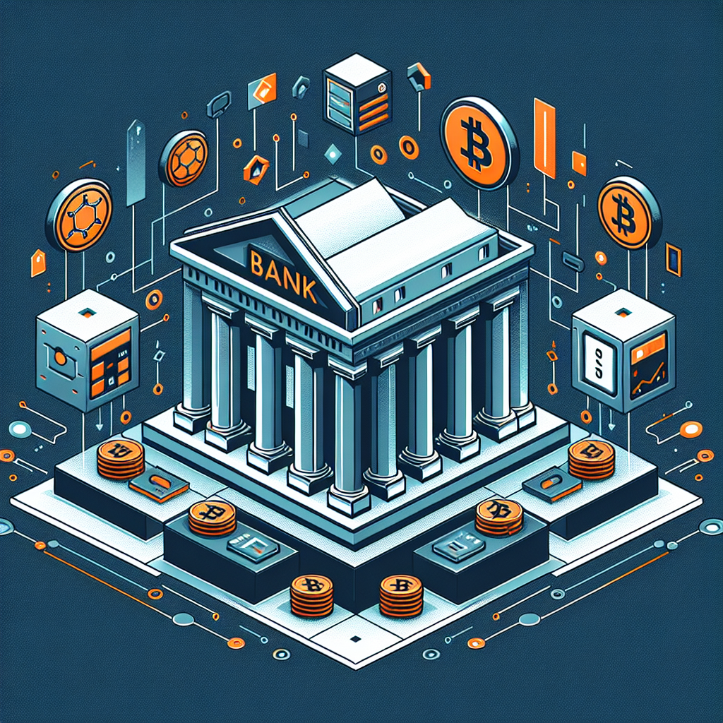 Certainly! Here is a great SEO-focused alt text for the image you described: **"Modern blog header image featuring a stylized Morgan Stanley logo and a contemporary bank building, seamlessly integrated with blockchain and cryptocurrency icons such as Bitcoin, Ethereum, and digital ledger symbols. The composition combines traditional finance with digital technology motifs to represent digital asset custody, staking, and trading. The design utilizes a color palette of Orange #FF9811, Dark Blue #000D43, and Midnight Blue #021B88 for a professional, sleek look, visually highlighting the connection between traditional banking and the emerging crypto world, suitable for a financial news article."**
